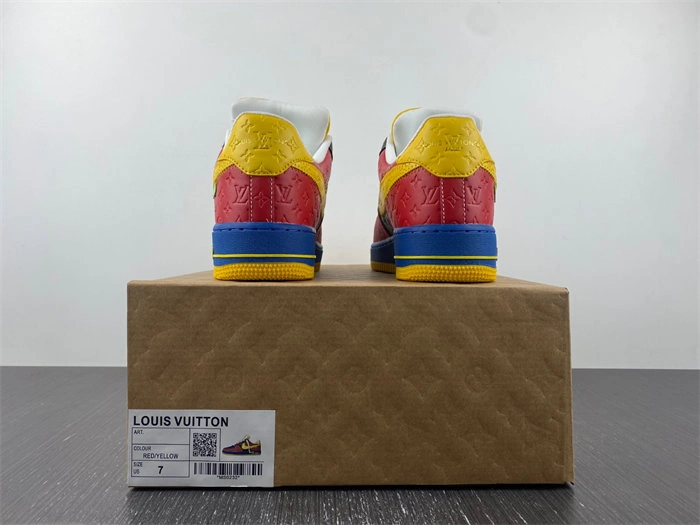 Nike Air Force 1 Luis Vitton Red and Yellow Elegant 5132